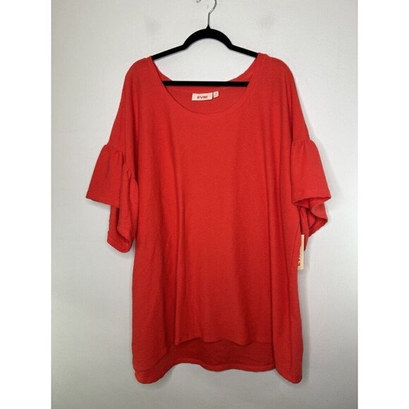 EVRI Red Tunic 3/4 Bell Sleeve Top Women’s Size 3X NWT - Picture 4 of 13